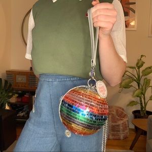NWT rainbow disco ball clutch crossbody purse 🌈